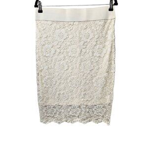 Maurices Lace Cream Floral Lined Pencil Mini Skirt